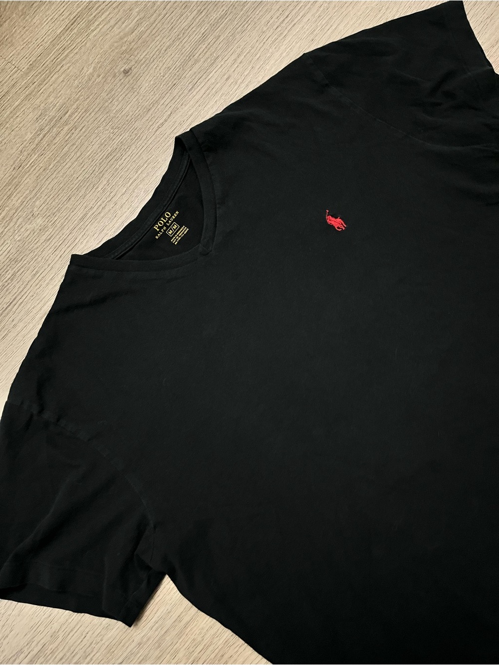 Polo by Ralph Lauren Black V-Neck Tee with Red Pony Logo Size Medium